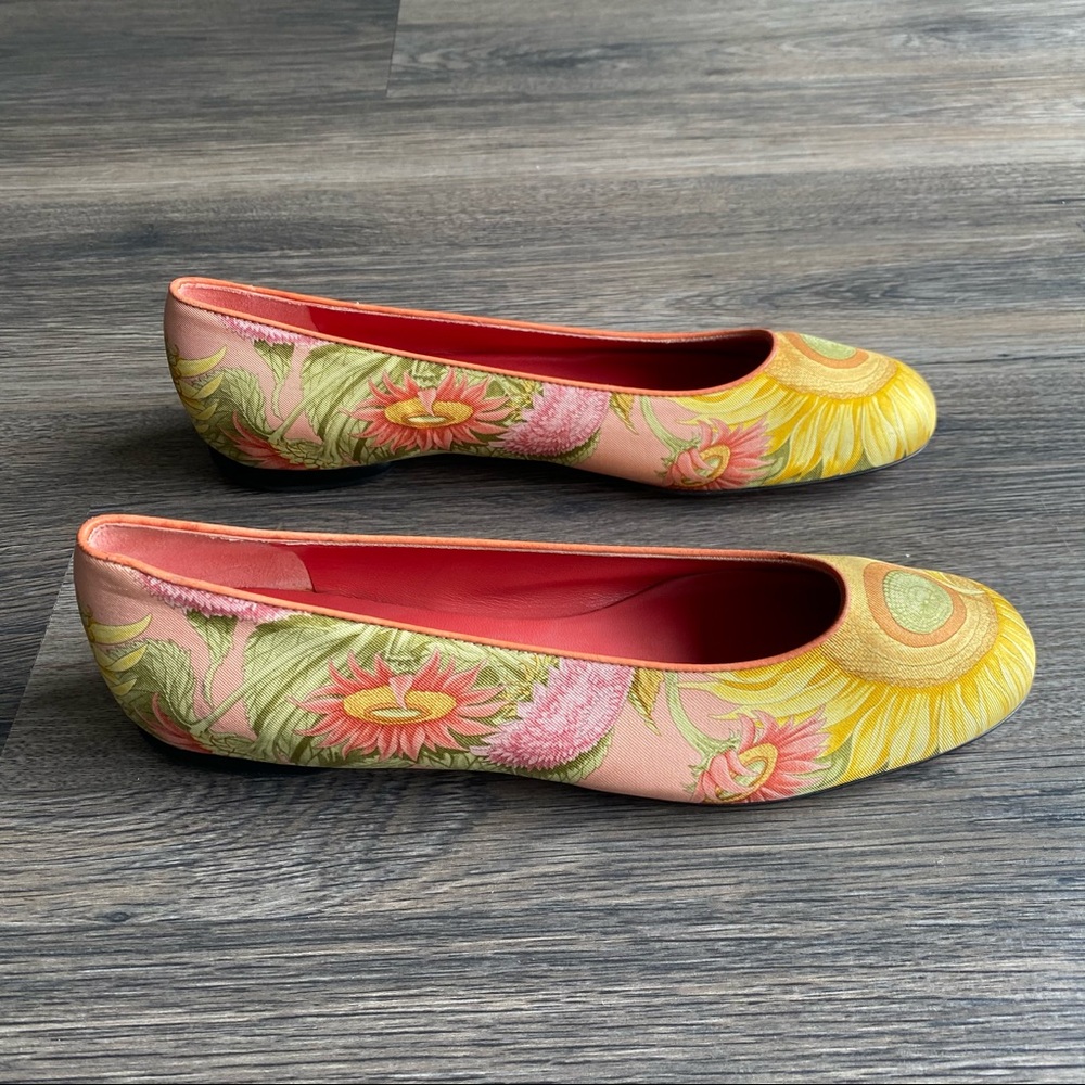 SALVATORE FERRAGAMO Sunflower Silk Flats